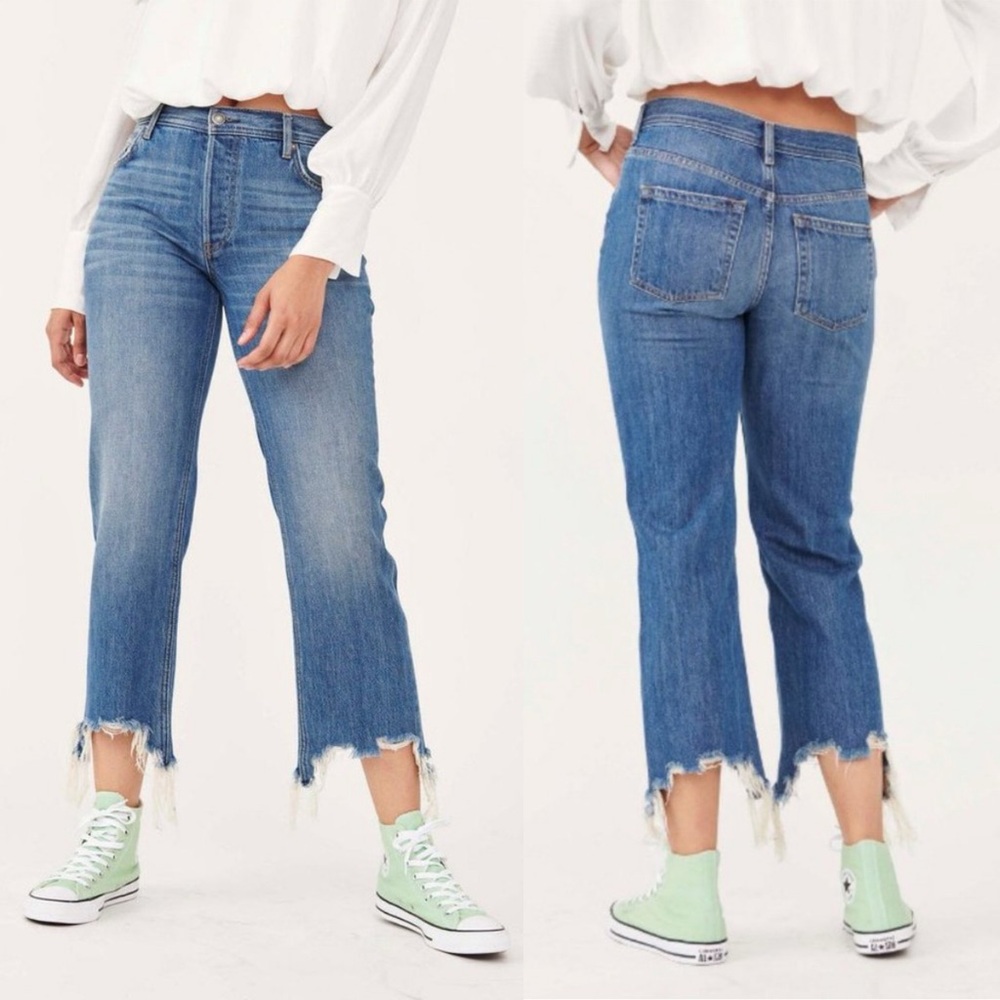 Free People Maggie Mid-rise Straight Leg Distressed Jeans Size 28
